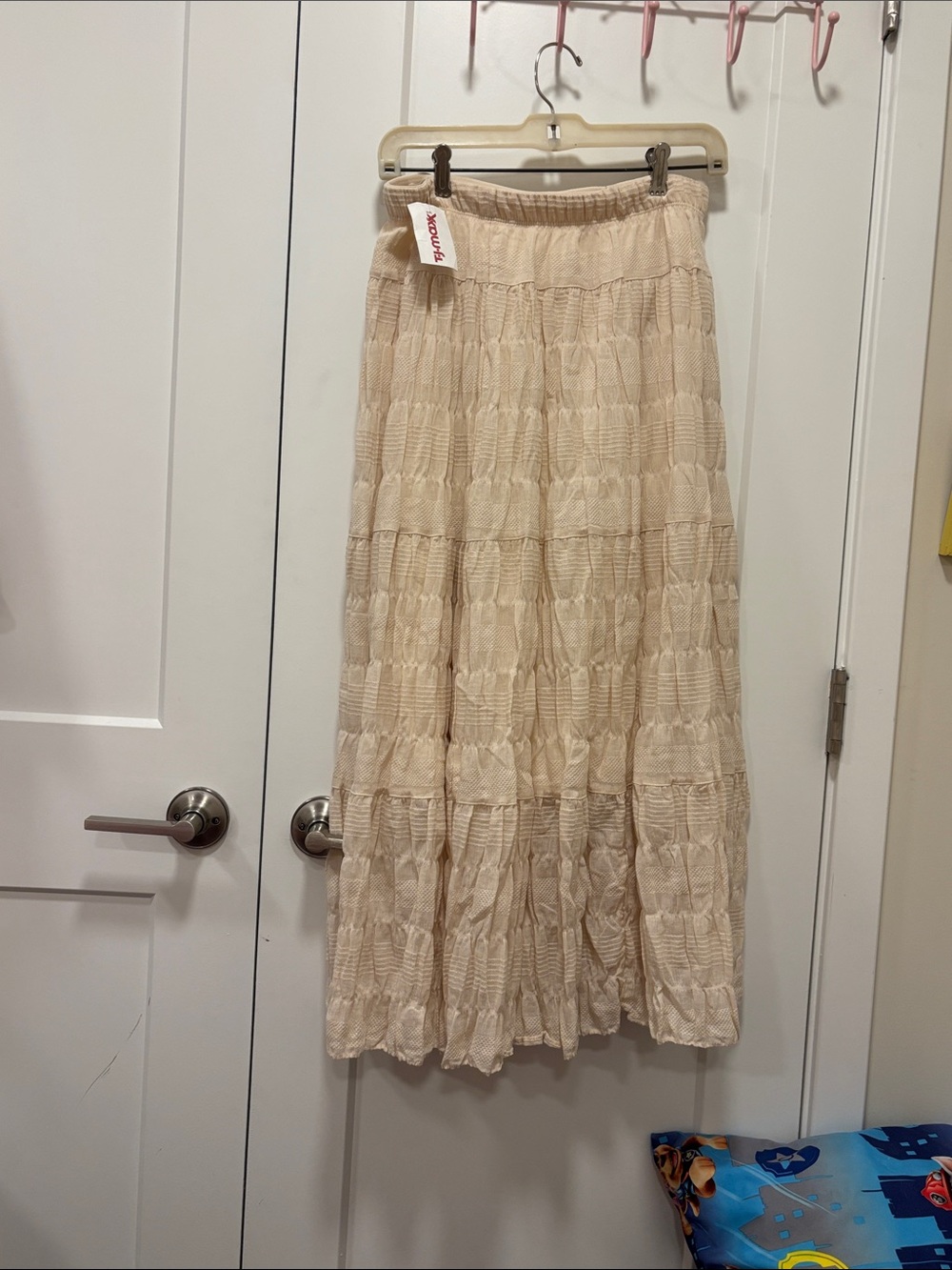 Max Studio Cream Tiered Maxi Skirt